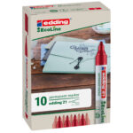 Marcatore permanente 21 Ecoline - punta conica -  da 1,5 a 3 mm - rosso - Edding - immagine 2