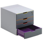 Cassettiera Varicolor Safe - 28 x 29,2 x 35,6 cm - 4 cassetti - con serratura - Durable - immagine 3
