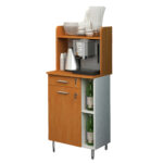Mobile angolo Ristoro - punto caffè - 60 x 45 x 84 cm - bianco/noce chiaro - immagine 2