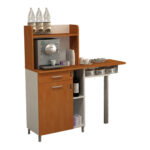 Mobile angolo Ristoro - punto caffè - 60 x 45 x 84 cm - bianco/noce chiaro - immagine 3
