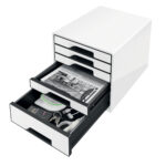 Cassettiera Drawer Cabinet Cube 5 - 28,7 x 27 x 36,3 cm - bianco - Leitz - immagine 2