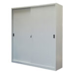 Armadio alto in metallo ad ante scorrevoli - 2 vani e 8 piani regolabili - 180x45x200 cm - grigio - Bertesi - immagine 2