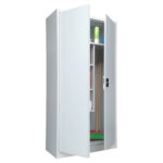 Armadio porta scope in metallo ad 2 ante battenti - 4 ripiani fissi - 90x41x181,5 cm - grigio - Bertesi - immagine 2