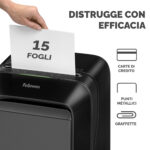 Distruggidocumenti LX-211 - a microframmenti - nero - Fellowes - immagine 3