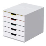 Cassettiera 5 cassetti colorati - bianco ghiaccio - cassetti 5 cm - Durable - immagine 2