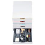 Cassettiera 5 cassetti colorati - bianco ghiaccio - cassetti 5 cm - Durable - immagine 3