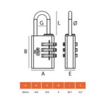 Lucchetto con combinazione - 27,5 mm - Metalplus - immagine 2