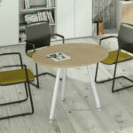 Tavolo riunione tondo Skinny Metal - diametro 100 cm - rovere - immagine 2