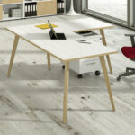 Scrivania Woody - 160 x 80 x H 74,4 cm - rovere / bianco - immagine 2