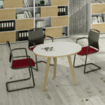 Tavolo rotondo alto Woody - diametro 80 cm - H 105 cm - rovere/bianco - immagine 2