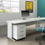 Scrivania Operativa Agorà Basic - fianchi a L melaminico - 140 x 80 x H 73 cm - bianco - immagine 2