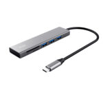 Hub USB-C veloce e lettore di schede - 3 porte - argento - Trust - immagine 2