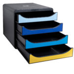 Cassettiera Big Box Bee Blue - 4 cassetti A4 - nero/multicolore - Exacompta - immagine 2