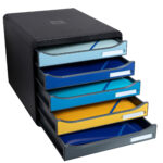 Cassettiera Big Box Plus Bee Blue - 5 cassetti A4 - nero/multicolore - Exacompta - immagine 2