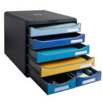 Cassettiera Big Box Maxi Bee Blue - 6 cassetti A4 - nero/multicolore - Exacompta - immagine 2