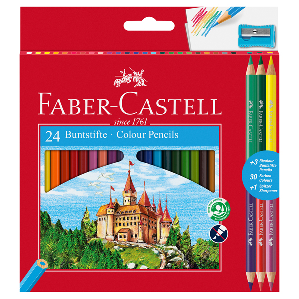 MD_100065 Matita colorata eco Il Castello+3 bicolor - diametro mina 3,00 mm - colori assortiti - Faber-Castell - astuccio 24 pezzi - immagine 1