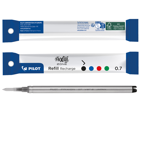 MD_100402 Refill sfera a scatto Frixionball Zone - punta 0,7 mm - nero - Pilot - immagine 1