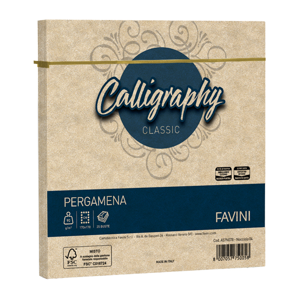 MD_100415 Busta Calligraphy Pergamena - 170 x 170 mm - 90 gr - nocciola 04 - Favini - conf. 25 pezzi - immagine 1