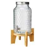 Caraffa con rubinetto - base bamboo - 5,6 L - vetro - trasparente - Leone
