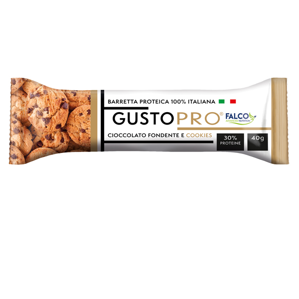 MD_100500 Barretta proteica GustoPro - cioccolato fondente/cookie - 40 gr - Falco - immagine 1