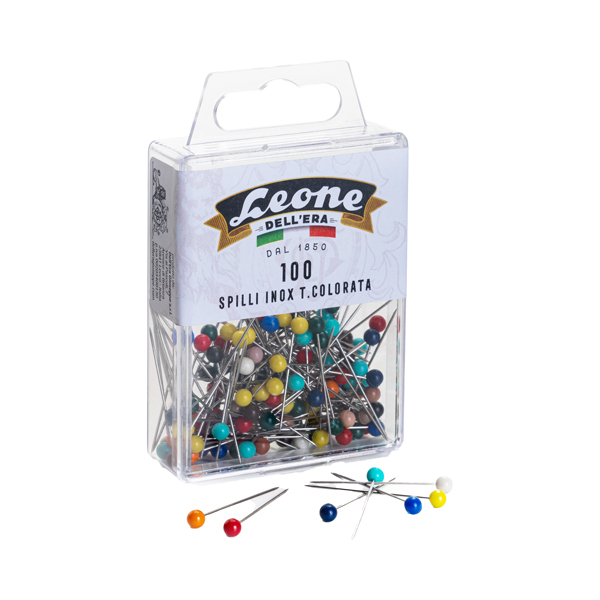 MD_100658 Spillo con testa di plastica colorata - inox - Leone - conf. 100 pezzi - immagine 1