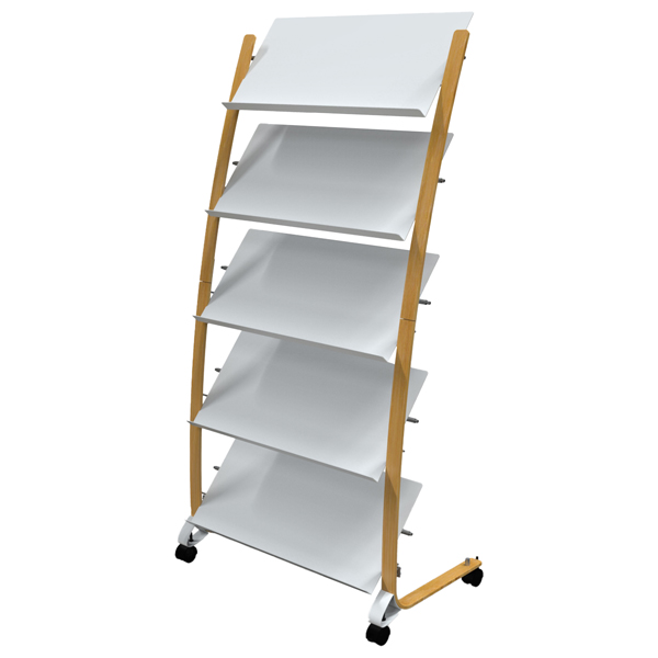 MD_100704 Portariviste da terra - 5 tasche - 51,5 x 83 x 163,3 cm - legno/ABS - bianco - Alba - immagine 1