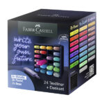Evidenziatore Textliner 46 - punta a scalpello - colori assortiti - Faber-Castell - deskset 24 pezzi