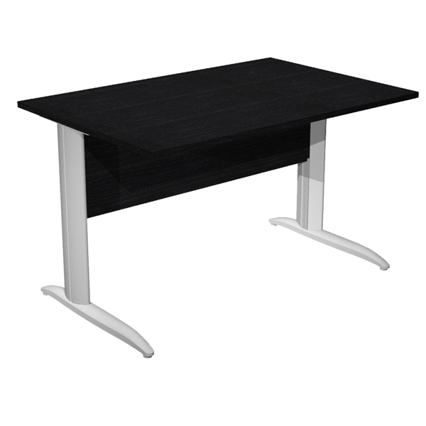 MD_100806 Scrivania lineare Easy - 140 x 80 x 72 cm - Nero venato/grigio alluminio - immagine 1