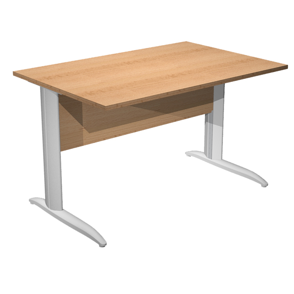 MD_100812 Scrivania lineare Easy - 120 x 80 x 72 cm - Faggio/grigio alluminio - immagine 1