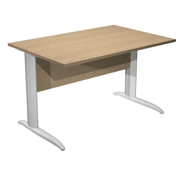 MD_100815 Scrivania lineare Easy - 120 x 80 x 72 cm - Rovere/grigio alluminio - immagine 1