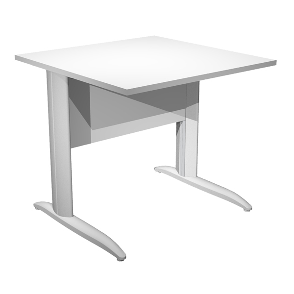 MD_100817 Scrivania lineare Easy - 80 x 80 x 72 cm - Bianco/grigio alluminio - immagine 1