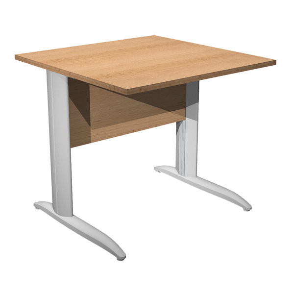 MD_100819 Scrivania lineare Easy - 80 x 80 x 72 cm - Faggio/grigio alluminio - immagine 1
