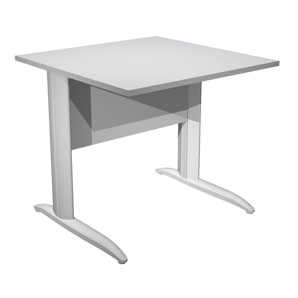 MD_100821 Scrivania lineare Easy - 80 x 80 x 72 cm - Grigio/grigio alluminio - immagine 1