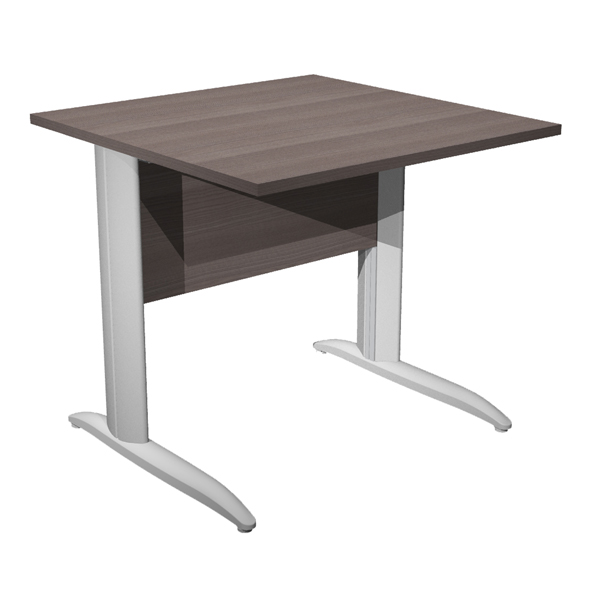 MD_100823 Scrivania lineare Easy - 80 x 80 x 72 cm - Frassino toscano/grigio alluminio - immagine 1