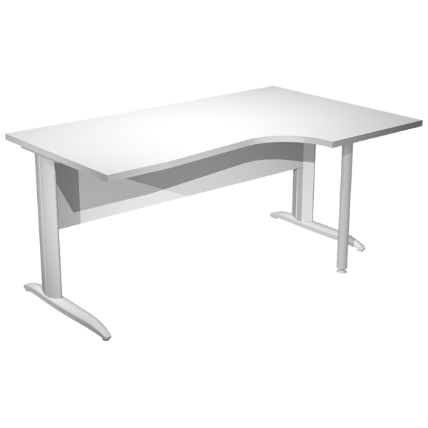 MD_100840 Scrivania Compact Destro Easy - 160 x 60/80/100 cm - Bianco/grigio alluminio - immagine 1