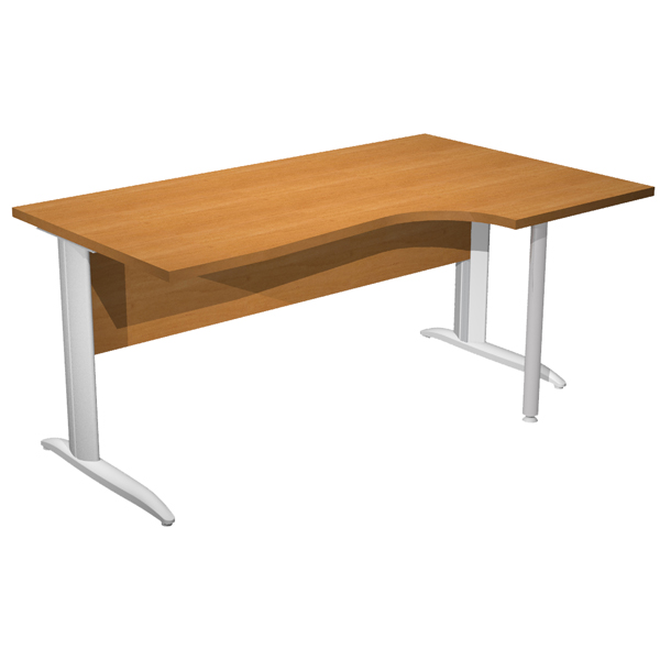 MD_100841 Scrivania Compact Destro Easy - 160 x 60/80/100 cm - Noce chiaro/grigio alluminio - immagine 1