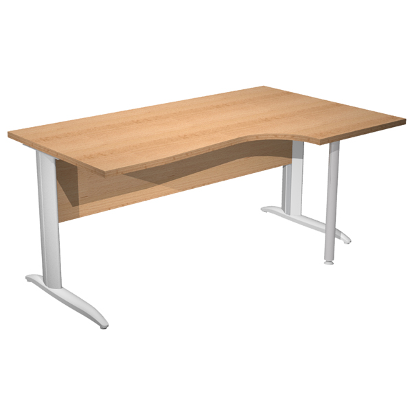 MD_100842 Scrivania Compact Destro Easy - 160 x 60/80/100 cm - Faggio/grigio alluminio - immagine 1