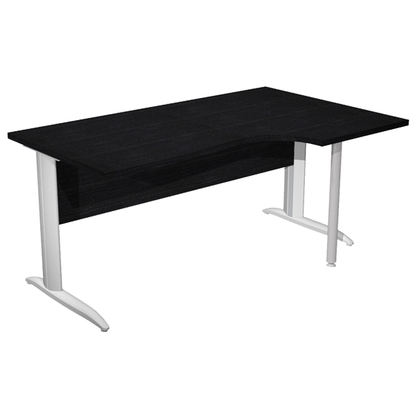 MD_100843 Scrivania Compact Destro Easy - 160 x 60/80/100 cm - Nero venato/grigio alluminio - immagine 1