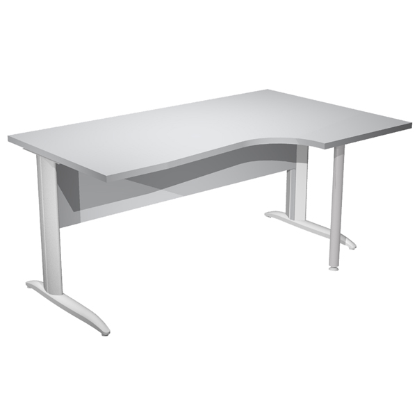 MD_100844 Scrivania Compact Destro Easy - 160 x 60/80/100 cm - Grigio/grigio alluminio - immagine 1