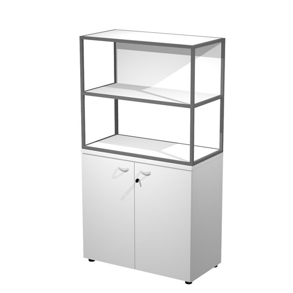MD_100845 Libreria media Metal + armadio basso Essence - 90 x 46 x 165 cm - Bianco/bianco/bianco/antracite - immagine 1