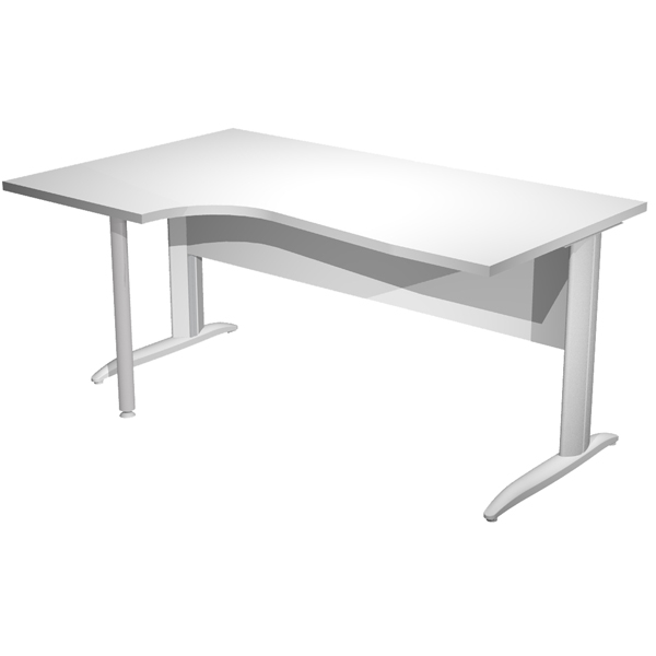 MD_100847 Scrivania Compact Sinistro Easy - 160 x 60/80/100 cm - Bianco/grigio alluminio - immagine 1