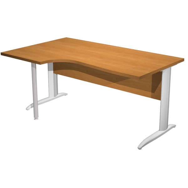 MD_100848 Scrivania Compact Sinistro Easy - 160 x 60/80/100 cm - Noce chiaro/grigio alluminio - immagine 1