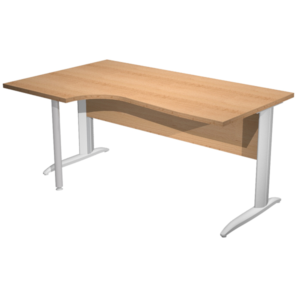 MD_100849 Scrivania Compact Sinistro Easy - 160 x 60/80/100 cm - Faggio/grigio alluminio - immagine 1