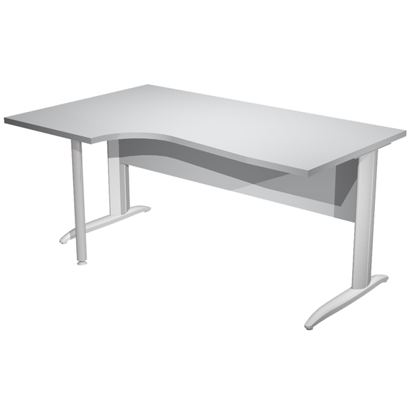 MD_100851 Scrivania Compact Sinistro Easy - 160 x 60/80/100 cm - Grigio/grigio alluminio - immagine 1