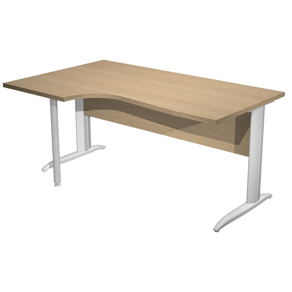 MD_100852 Scrivania Compact Sinistro Easy - 160 x 60/80/100 cm - Rovere/grigio alluminio - immagine 1