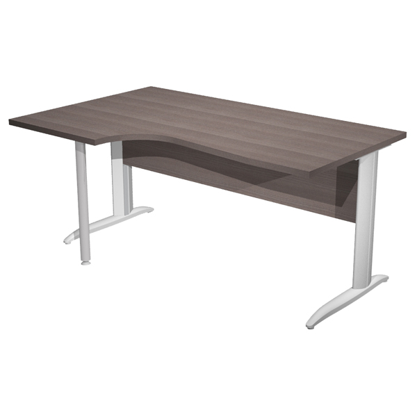 MD_100853 Scrivania Compact Sinistro Easy - 160 x 60/80/100 cm - Frassino toscano/grigio alluminio - immagine 1