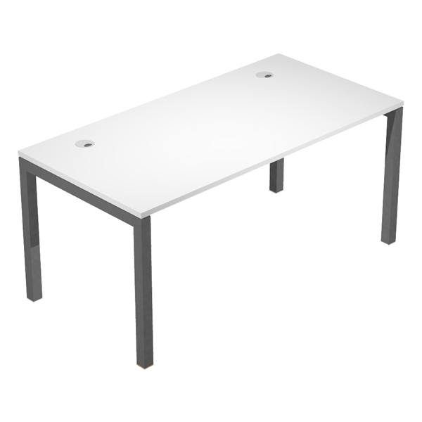 MD_100863 Scrivania singola Agorà - 120 x 80 x 74,6 cm - Bianco/antracite - immagine 1