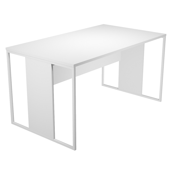 MD_100885 Scrivania singola Essence - 140 x 80 cm - Bianco - Gamba bianco - immagine 1