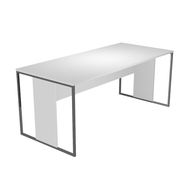 MD_100888 Scrivania singola Essence - 160 x 80 cm - Bianco - Gamba antracite - immagine 1