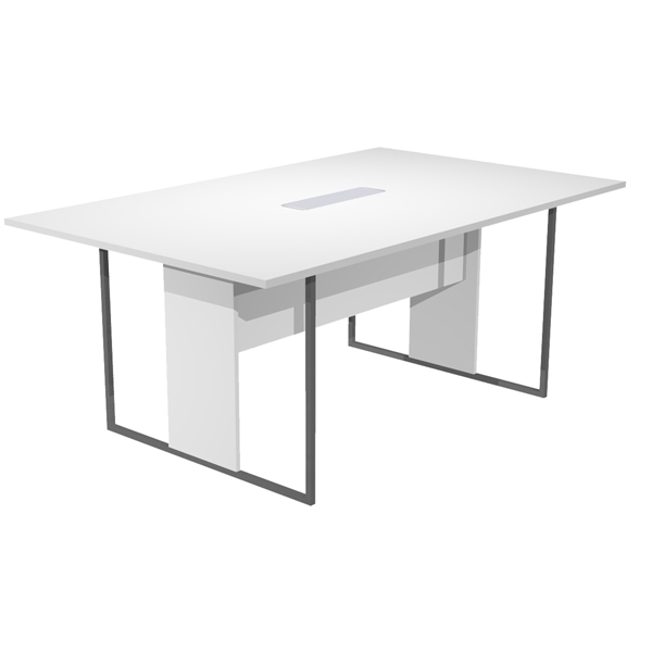MD_100920 Tavolo riunione Essence - 180 x 110 cm - Bianco - Gamba antracite - Top bianco - immagine 1